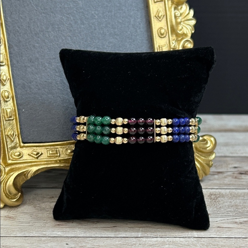 Elegant 14/20 Gold and Multi Gemstone Bracelet
